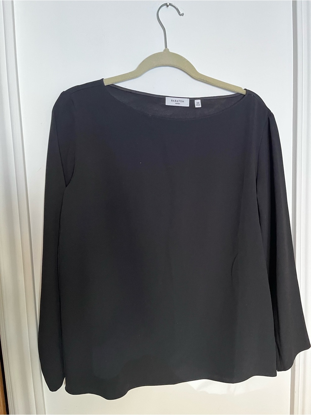 Aritzia Babaton Sophos Black Long-Sleeve Boatneck Top